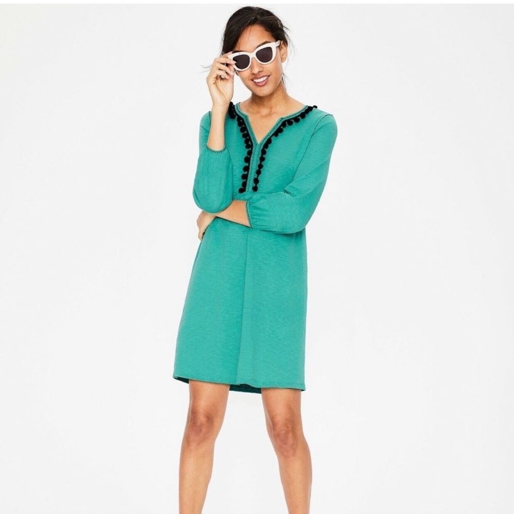 Boden Carina Jersey Tunic Pom Pom Dress
